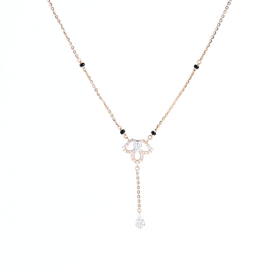 Dangling Drop Floral Diamond Mangalsutra