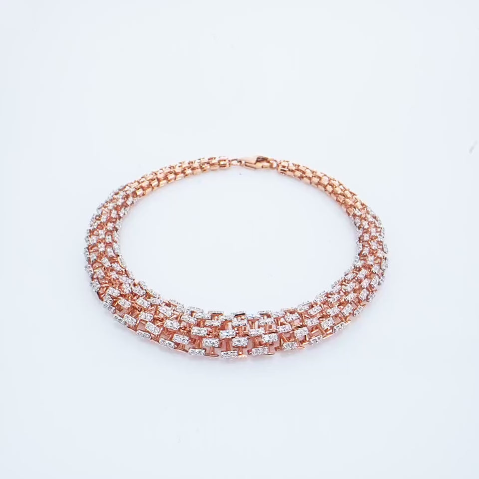 Opulent Brick-Link Diamond Bracelet