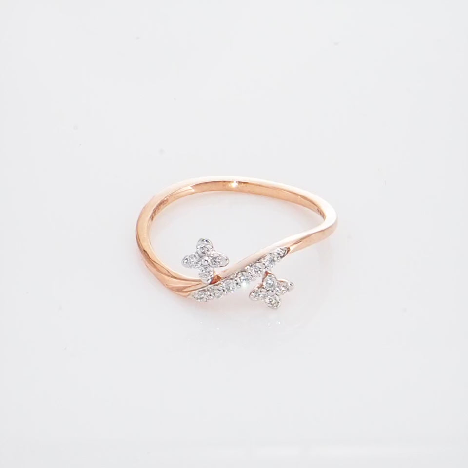 Twin Blossom Diamond Finger Ring