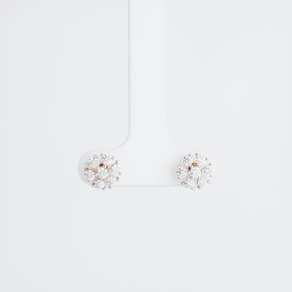 Classic Flower Shaped Diamond Earrings
