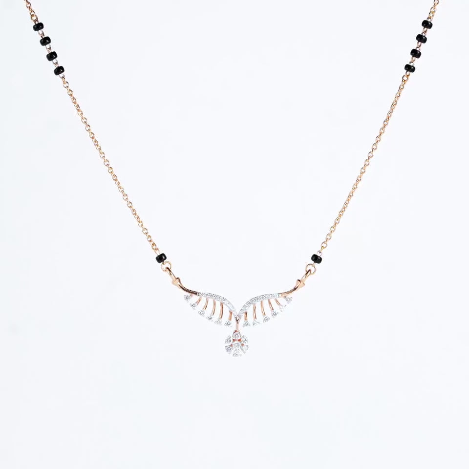 Shining Floral Curve Diamond Mangalsutra