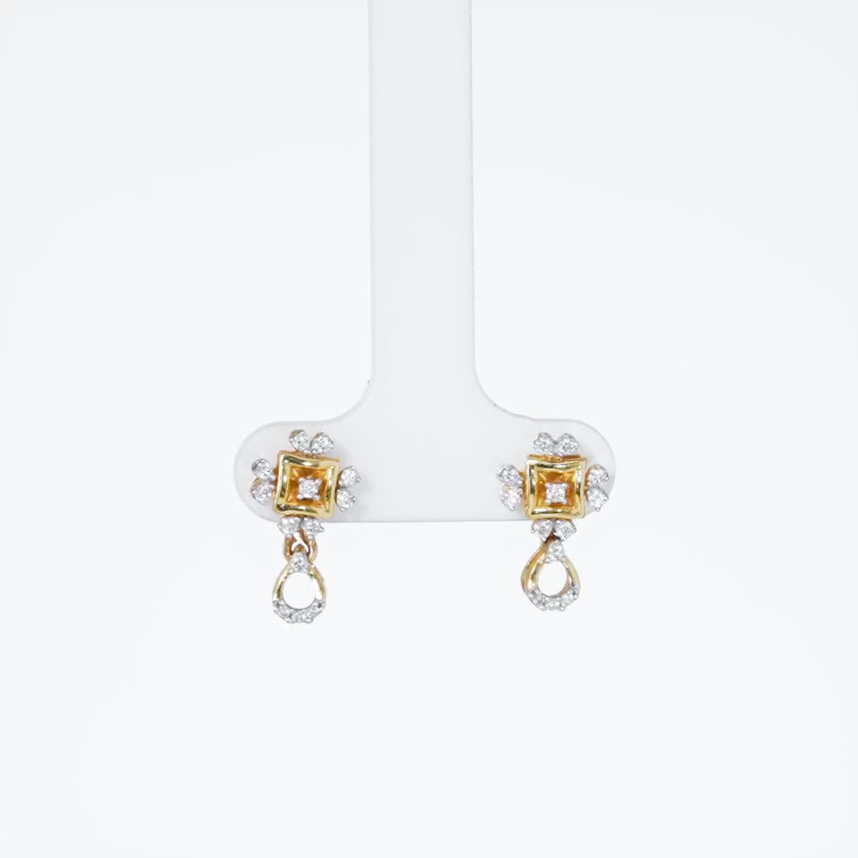 Golden Lattice Diamond Earrings