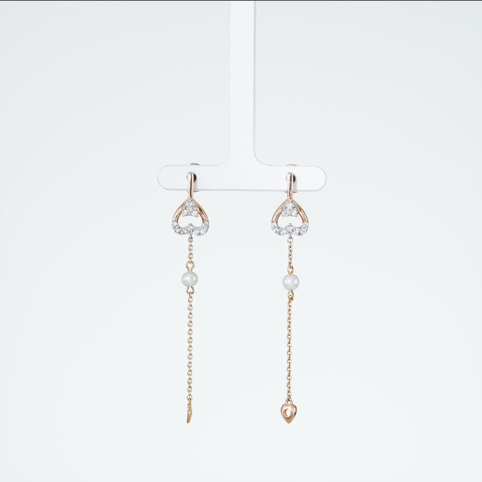 Dangling Heart Diamond Earrings